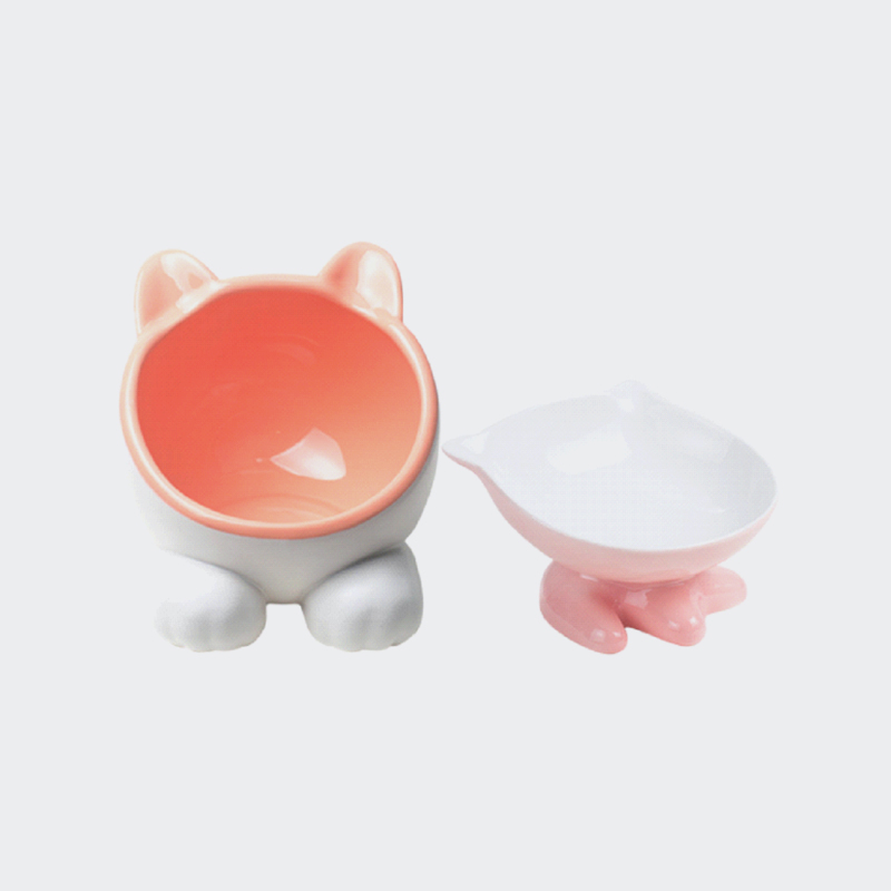 hot selling plastic anti slip cute cat ear shape eco-friendly pet bowl